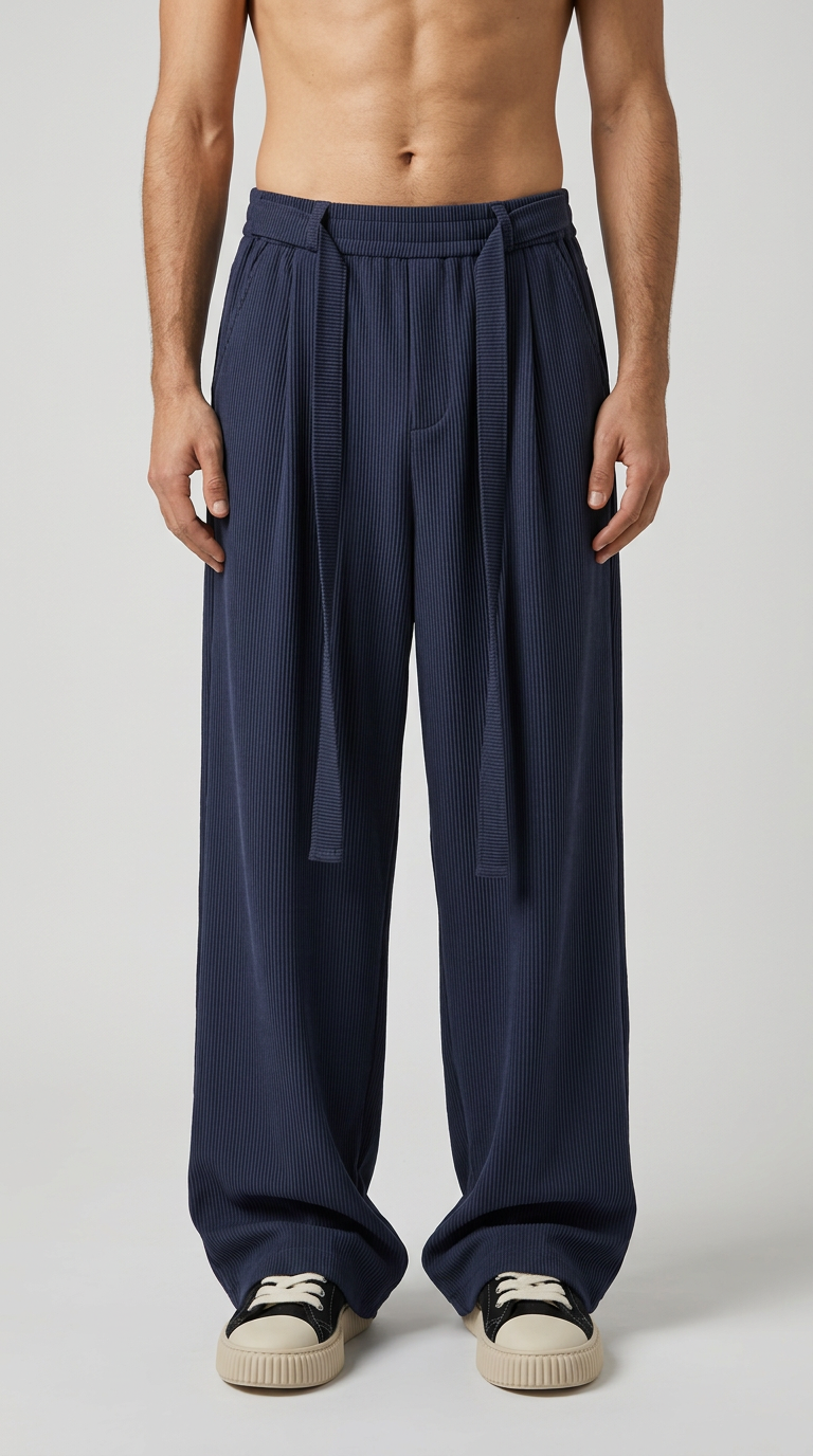 RMP Pleated Pants-כחול נייבי