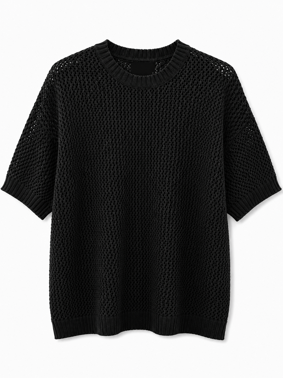 KNITTED MESH SHIRT-שחור