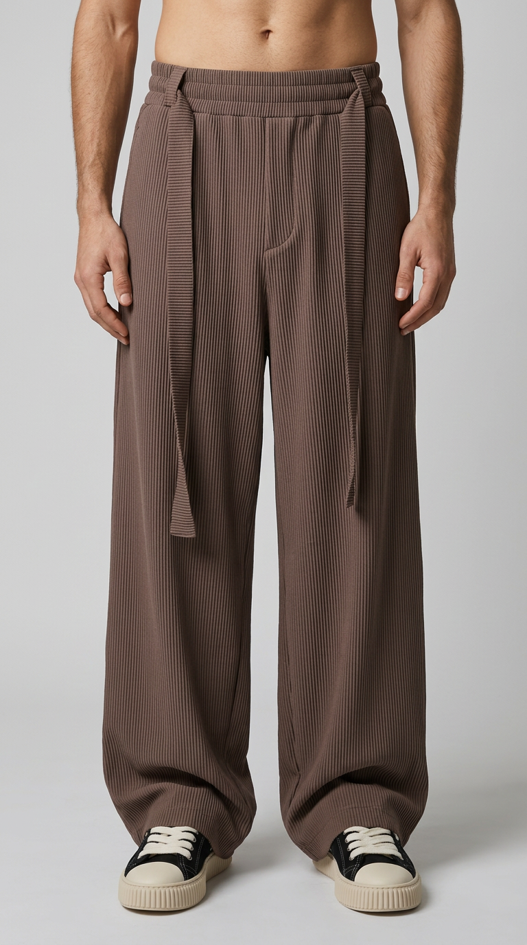 RMP Pleated Pants-חום שוקולד